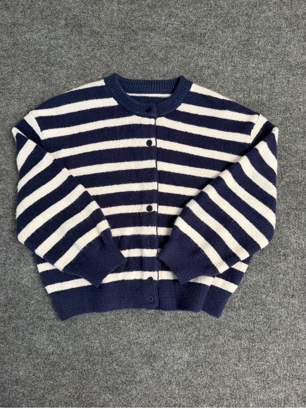 Daily Drills Navy and White Striped Button-Up Cardigan - Picture 2 of 13